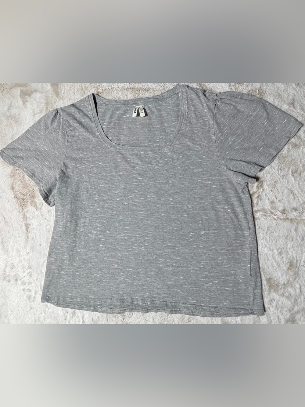 Pact Light Heathered Gray Scoop Neck Women's Top 100% Organic Cotton XL